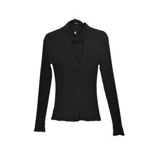 Free People Intimately Ribbed Mock Neck Keyhole Top